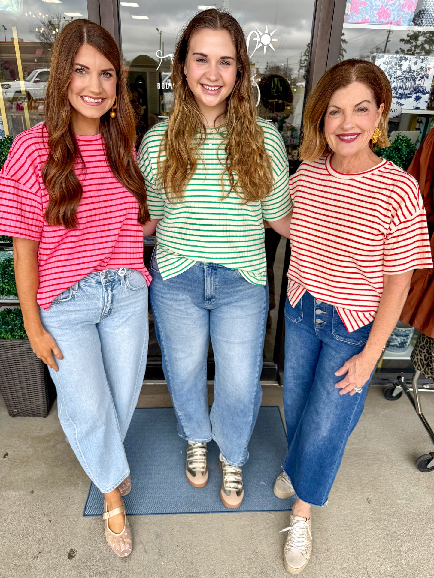 Regan Knit Stripe Top: Red