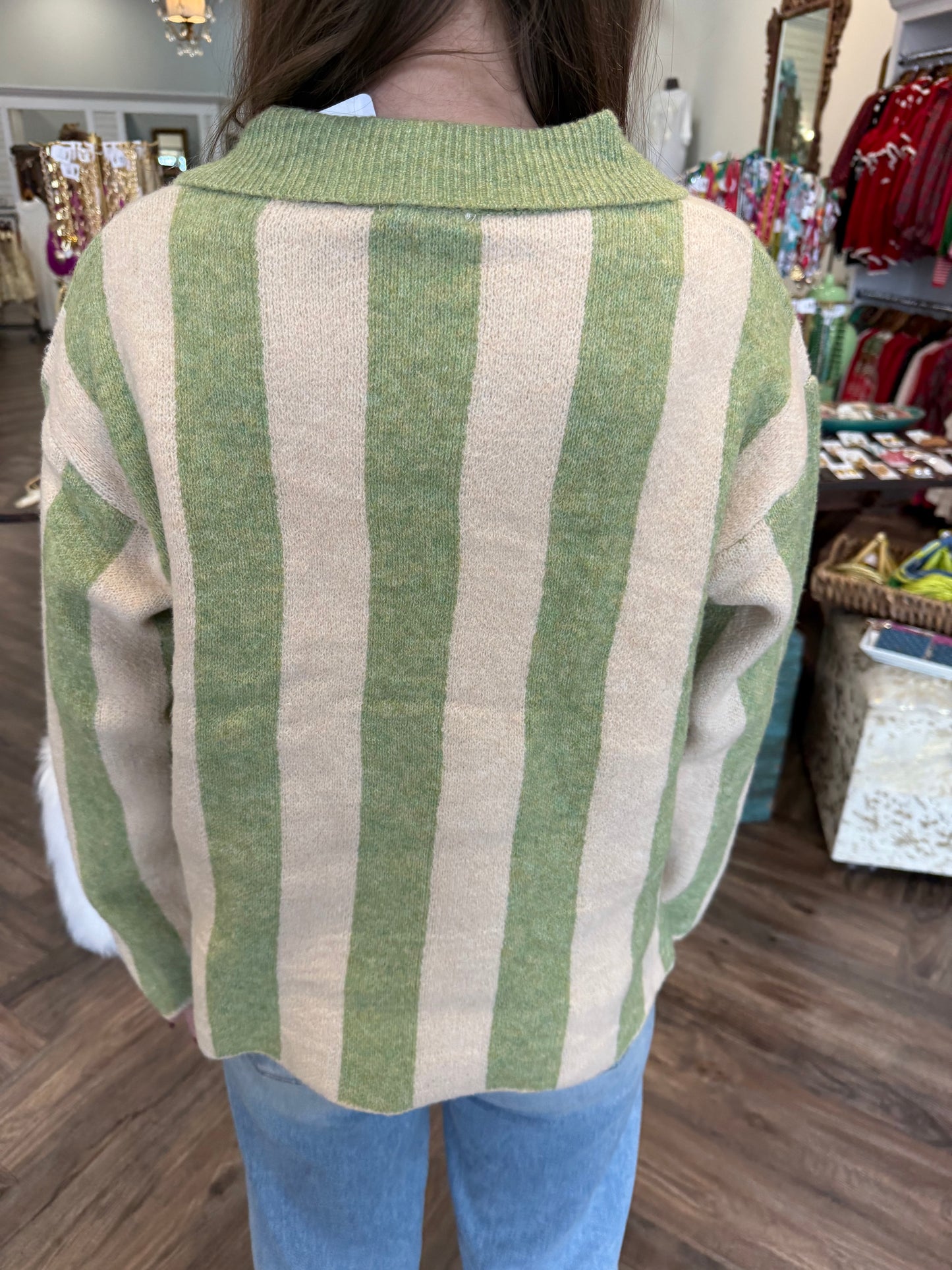 Bibi Stripe Top: Olive