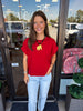 Elastic Sleeve Top: Dark Red