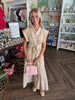 Camel and White Striped Midi Dress