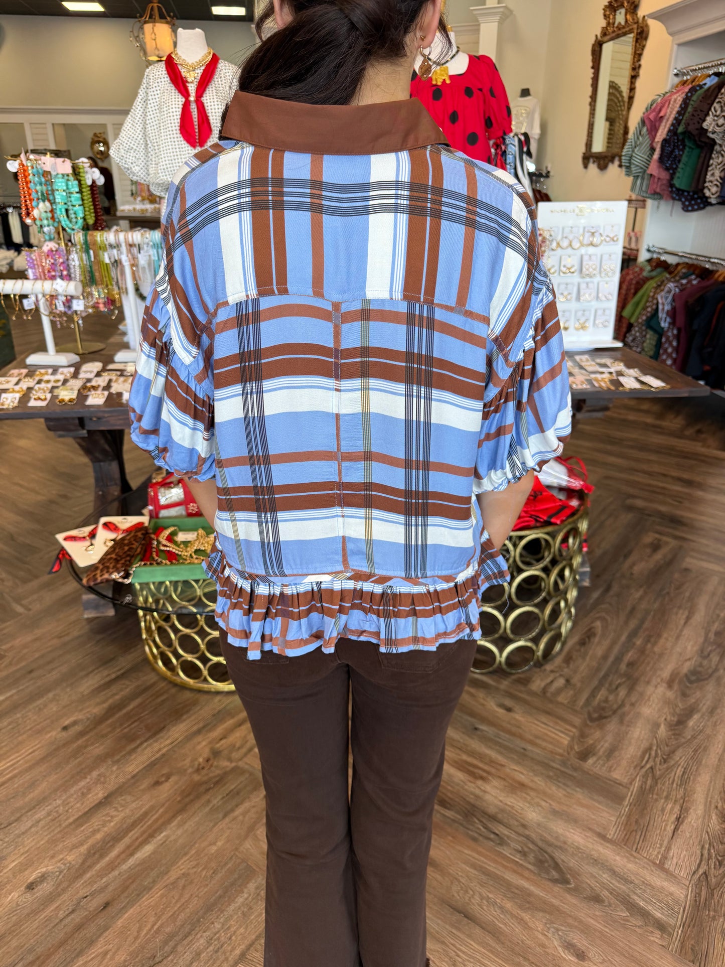 Mad for Plaid Top: Brown
