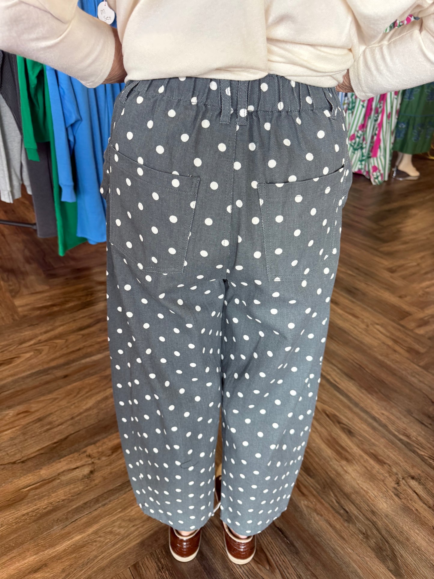 Denim Polka Dot Pants