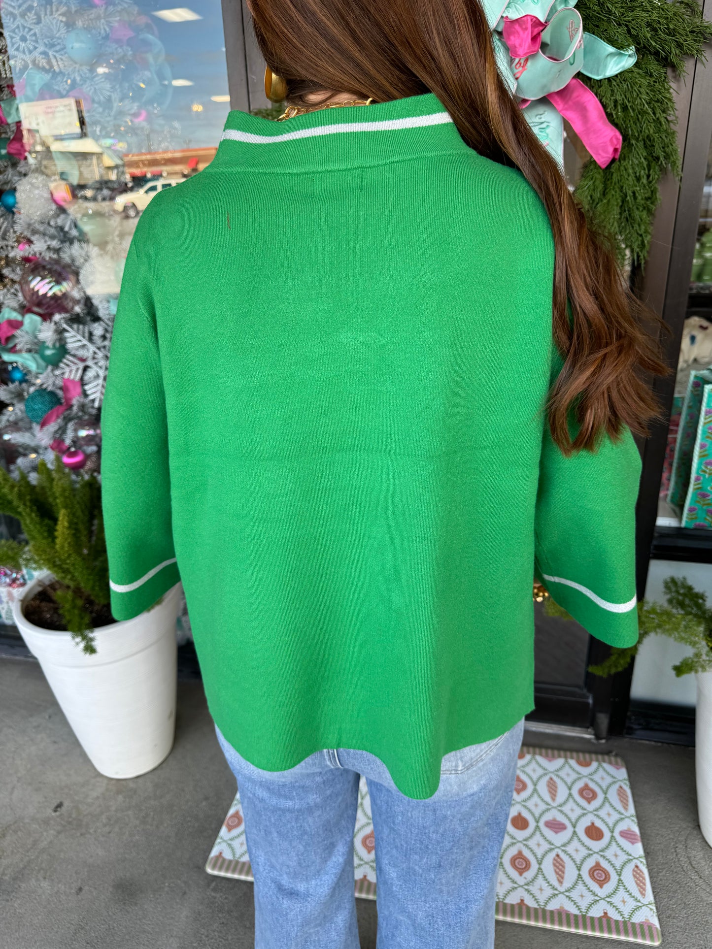 Shannon Mock Neck Sweater: Green