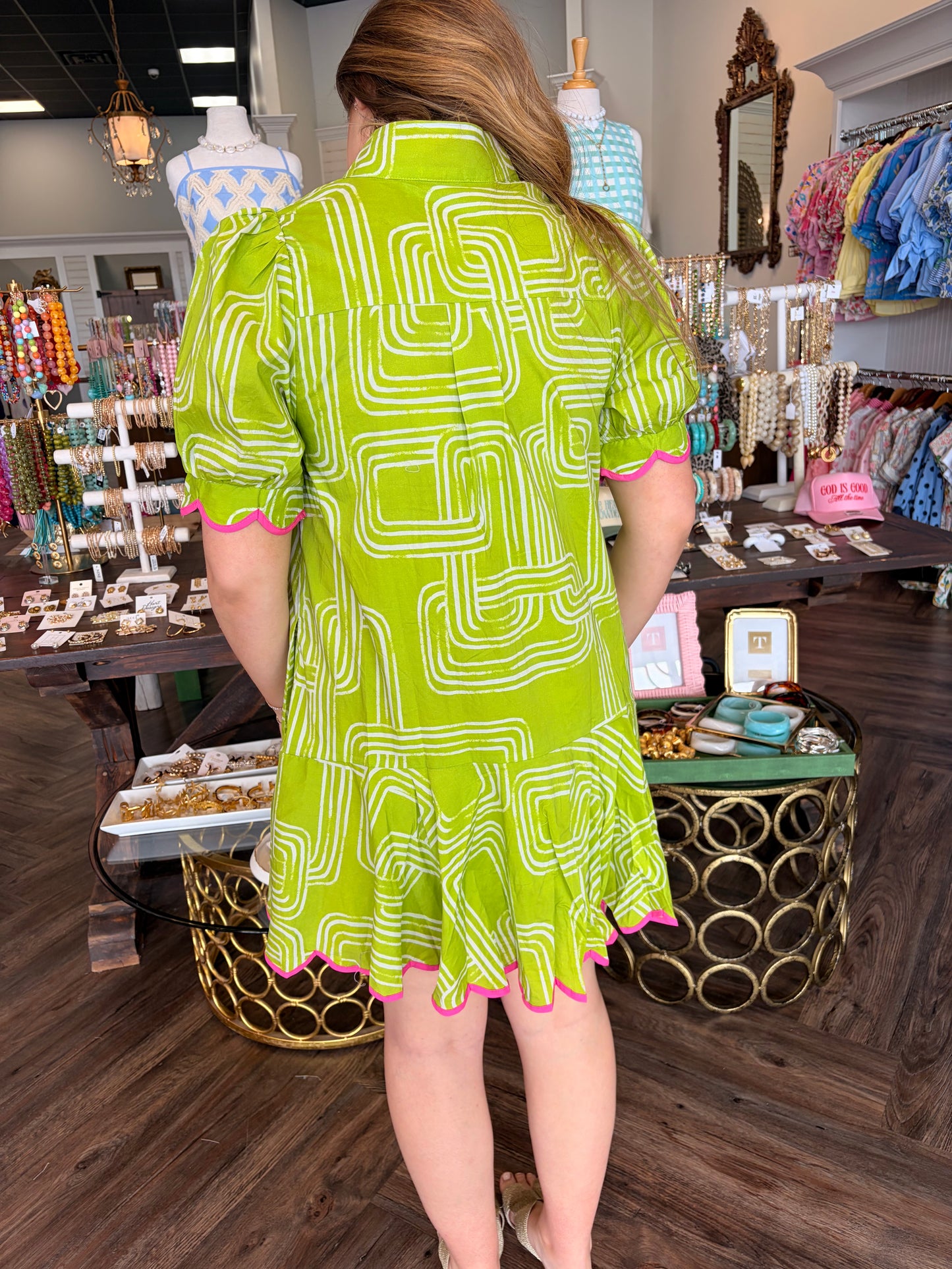 Lime Geometric Dress