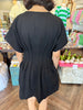 Synched Solid Dress: Black