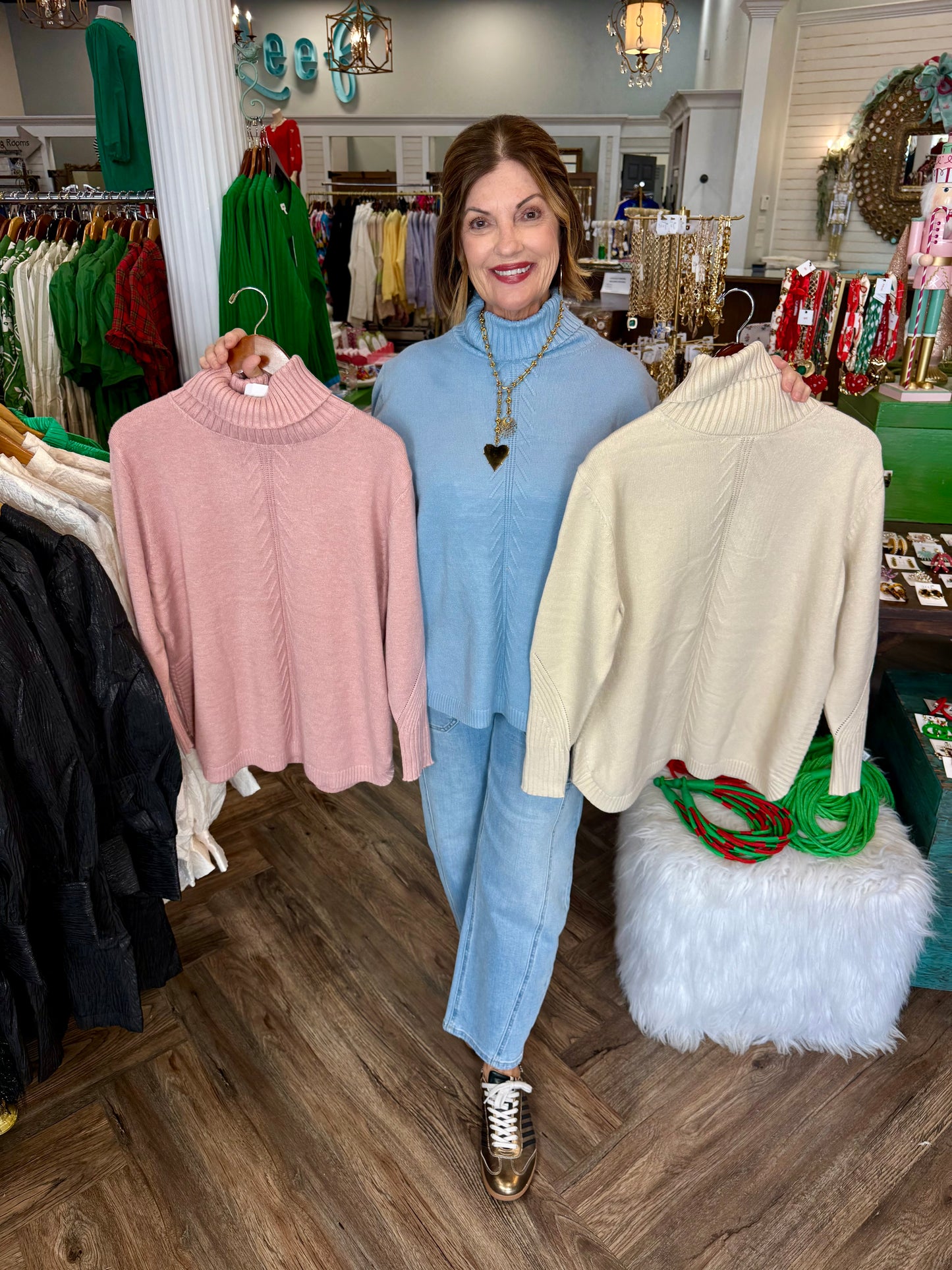 Avery Turtleneck Sweater: Blue