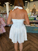 Embellished Halter Dress: White