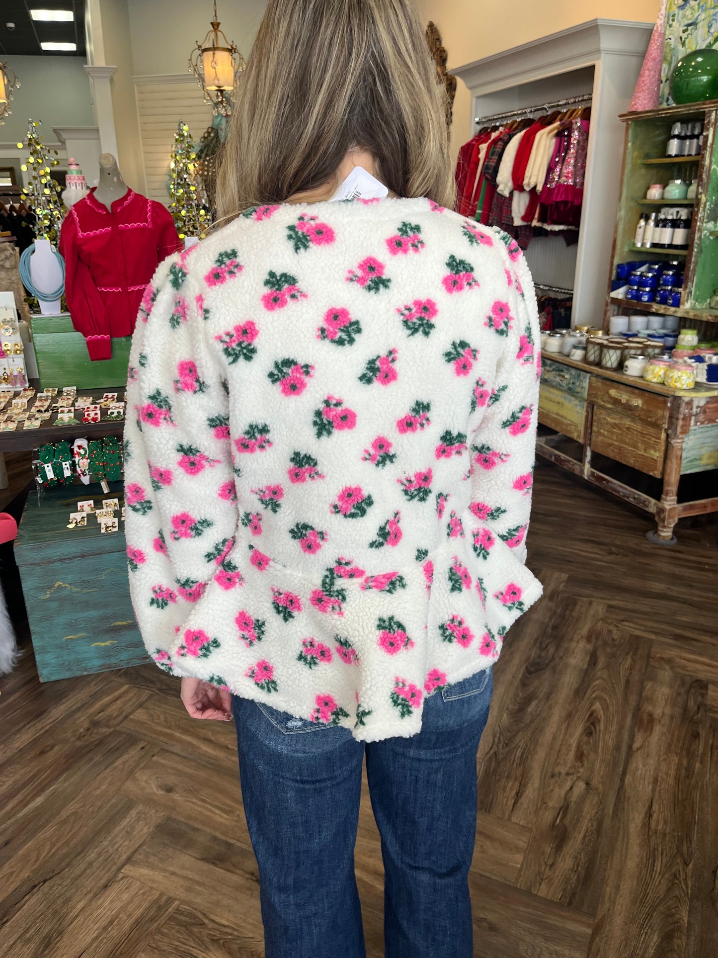 Floral Peplum Fleece Top