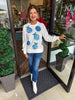 Mary Square Blue Ornaments Sweater