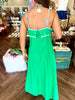 Blue and Green Trim Midi Dress