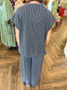 Striped Rib Knit Set: Black