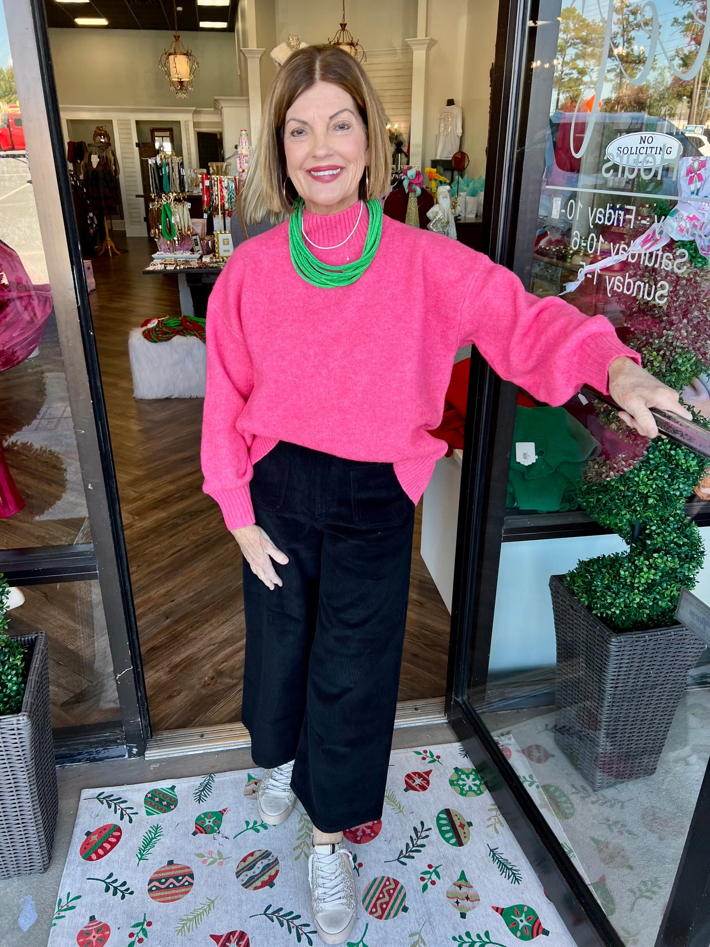 Wide Leg Corduroy Pants: Black