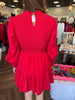 Smocked Cherry Satin Dress