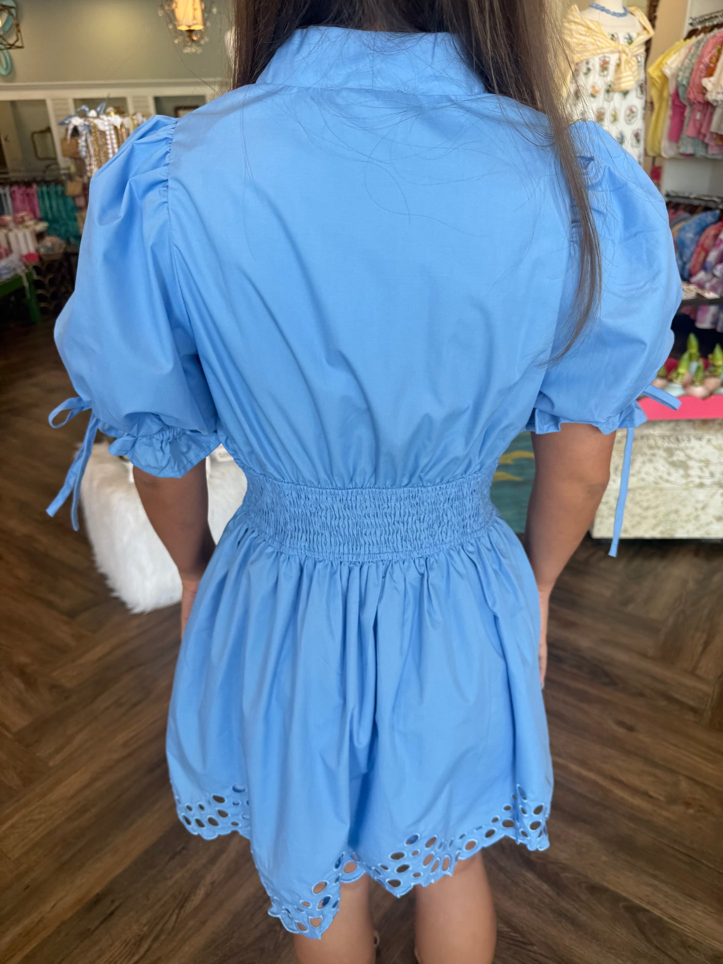 Blue Circle Zip Dress
