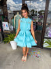 Aqua Lace Pearl Dress