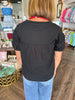 Black Gathered Sleeve Top