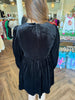 Black Glow Bow Velvet Dress