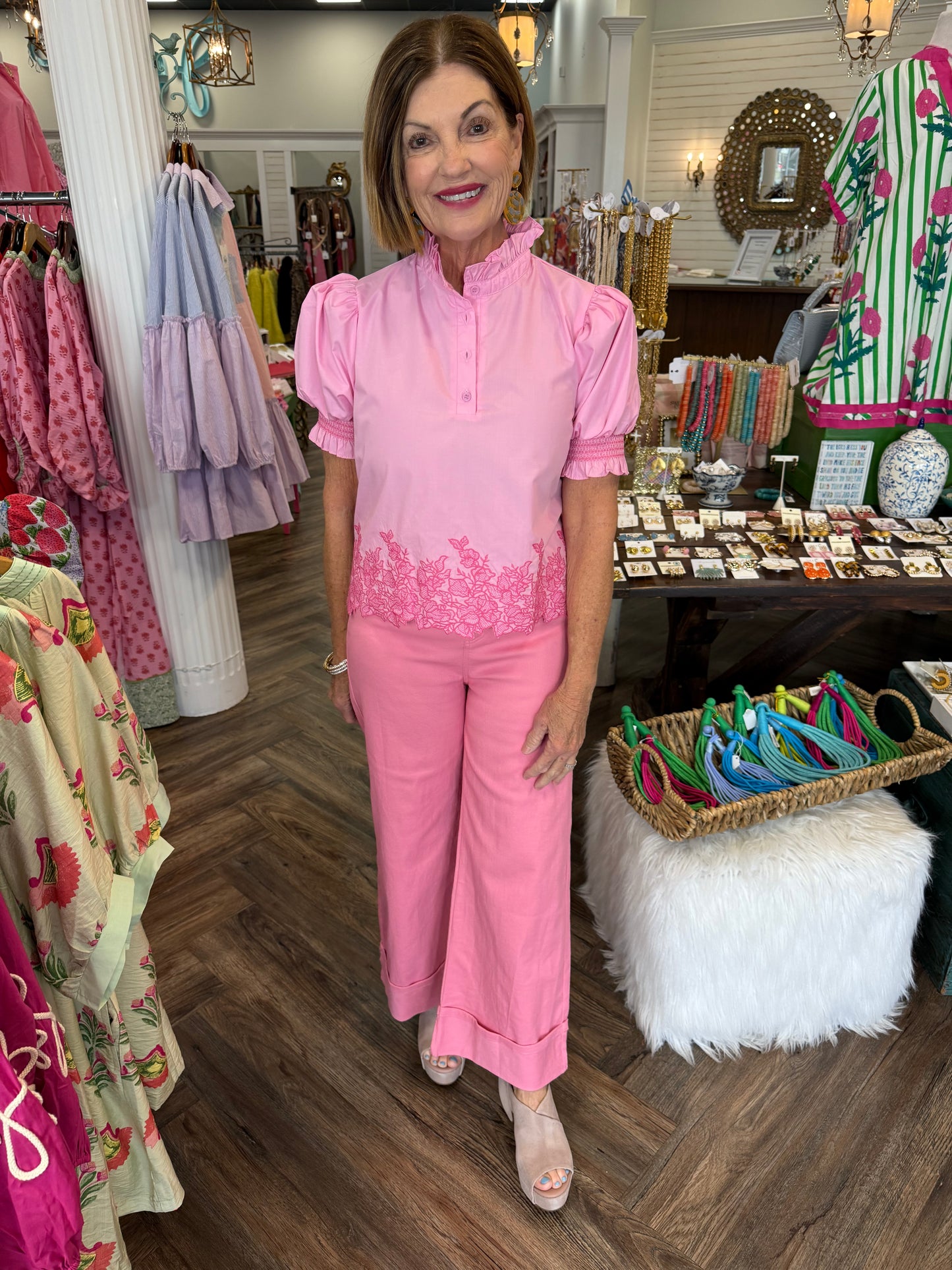 Entro Cuffed Denim Jeans: Pink