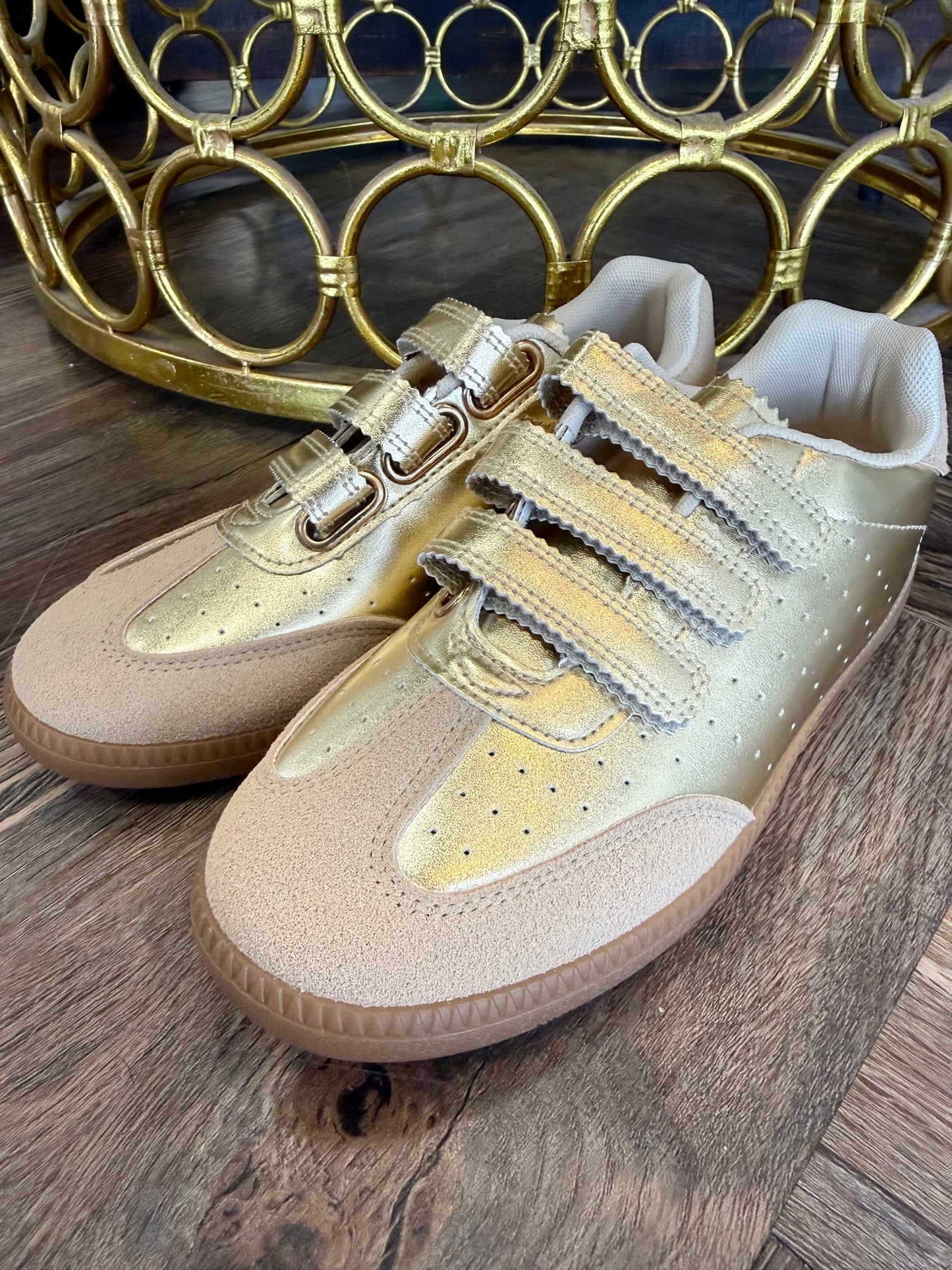 Gold Velcro Sneakers