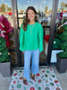 Check Textured Blouse: Emerald