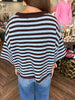 Brown and Blue Short Sleeve Sweater