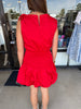 Smocked Waist Band Dress: Red