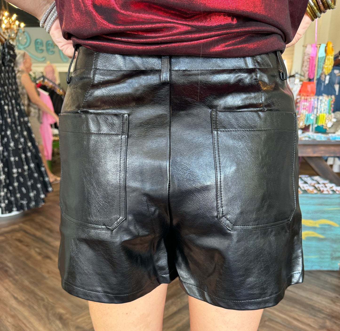 Fall Leather Shorts: Black