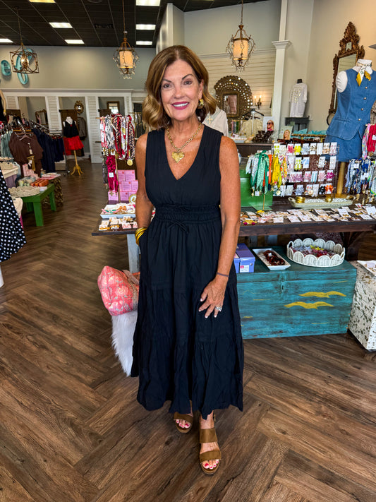 Lindsey Tie Black Dress