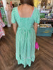 Mary Square Milena Dress: Green Stripes