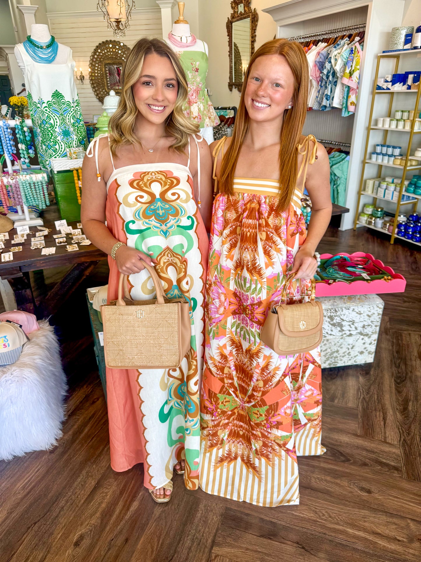 Orange Pink Watercolor Maxi Dress