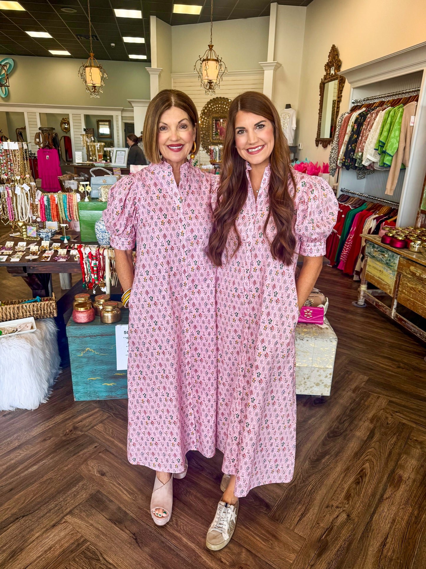 Floral Mock Neck Midi Dress