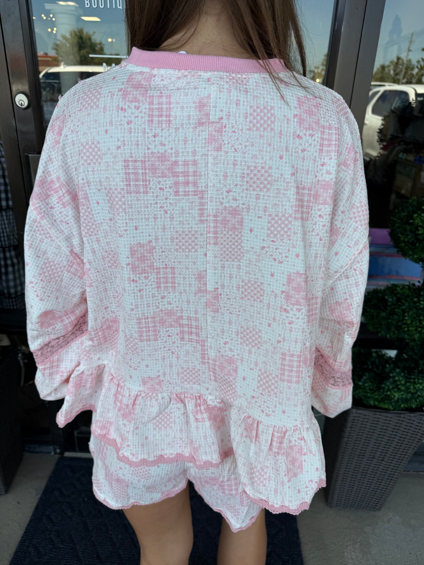 Comfy Pink Patchwork Skort Set