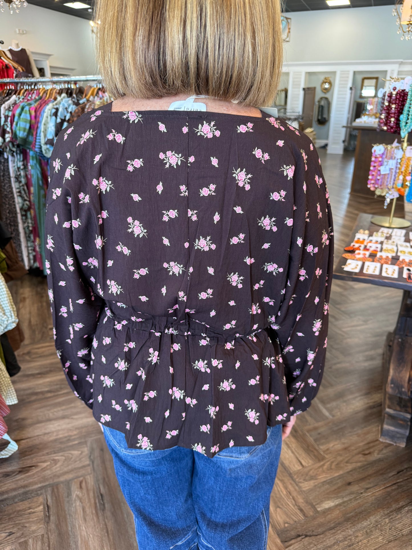 Sweetest Rose Drawstring Top