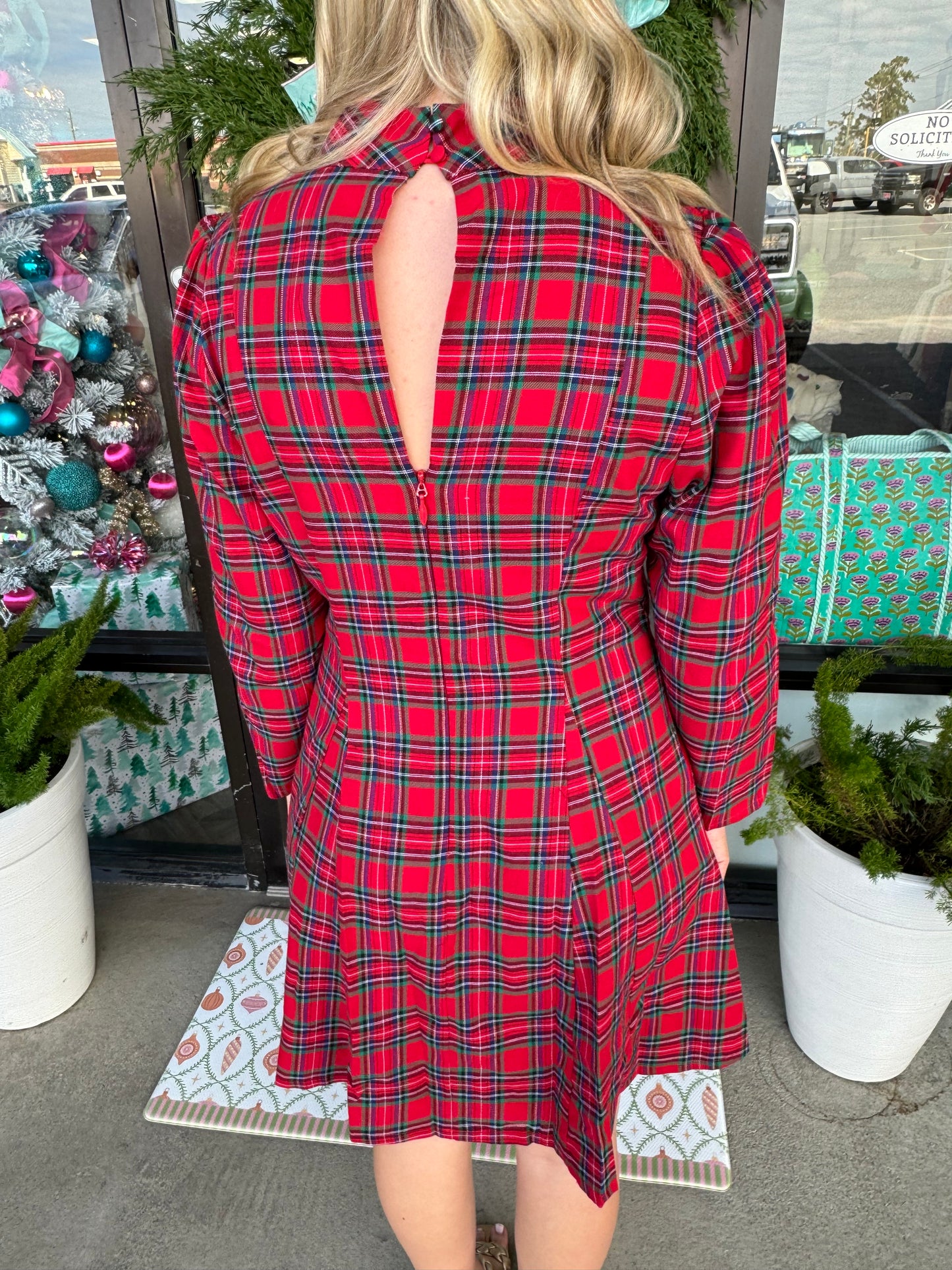 Plaid Bow Mini Dress