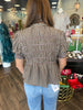 Brown Plaid Peplum Top