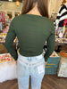 Ribbed Casual Top: Forest