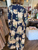 Navy and Floral Midi Dress