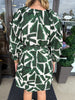 Geometric Zip Up Dress: Green
