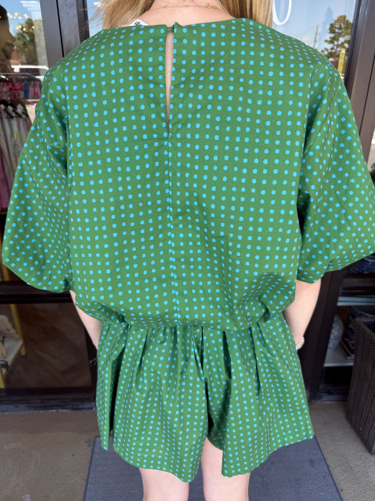 Green and Teal Polka Dot Set