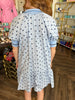 Caroline Quarter Zip Mini: Navy Polka Dots