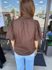 Brown Embroidered Sleeve Top