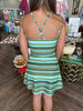 Falling For You Striped Athletic Dress: Green