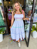 Pastel Stripe White Midi Dress