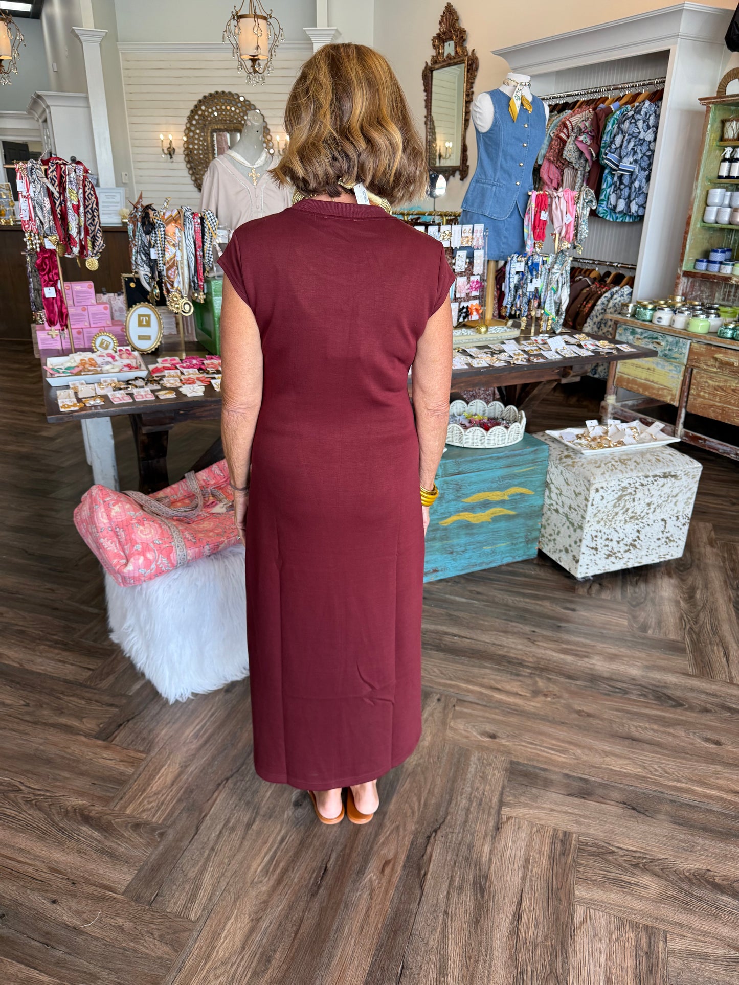 Maroon Soft Midi Dress