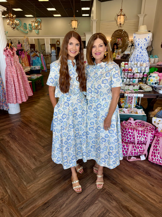 Pearl and Flower Print Skirt Set