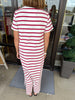 Megan Stripe Midi Dress: Burgundy