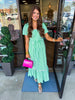 Mary Square Milena Dress: Green Stripes