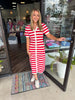 Gold Button Red Knit Dress