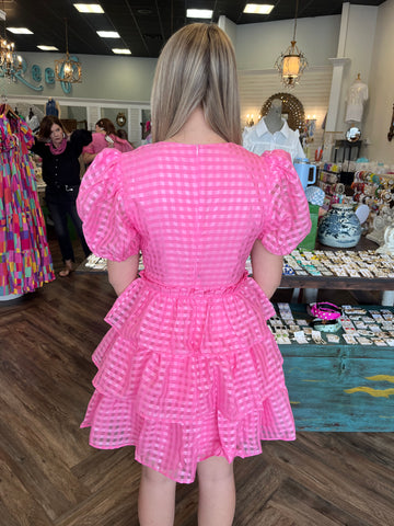 Electric Pink Ruffle Dress