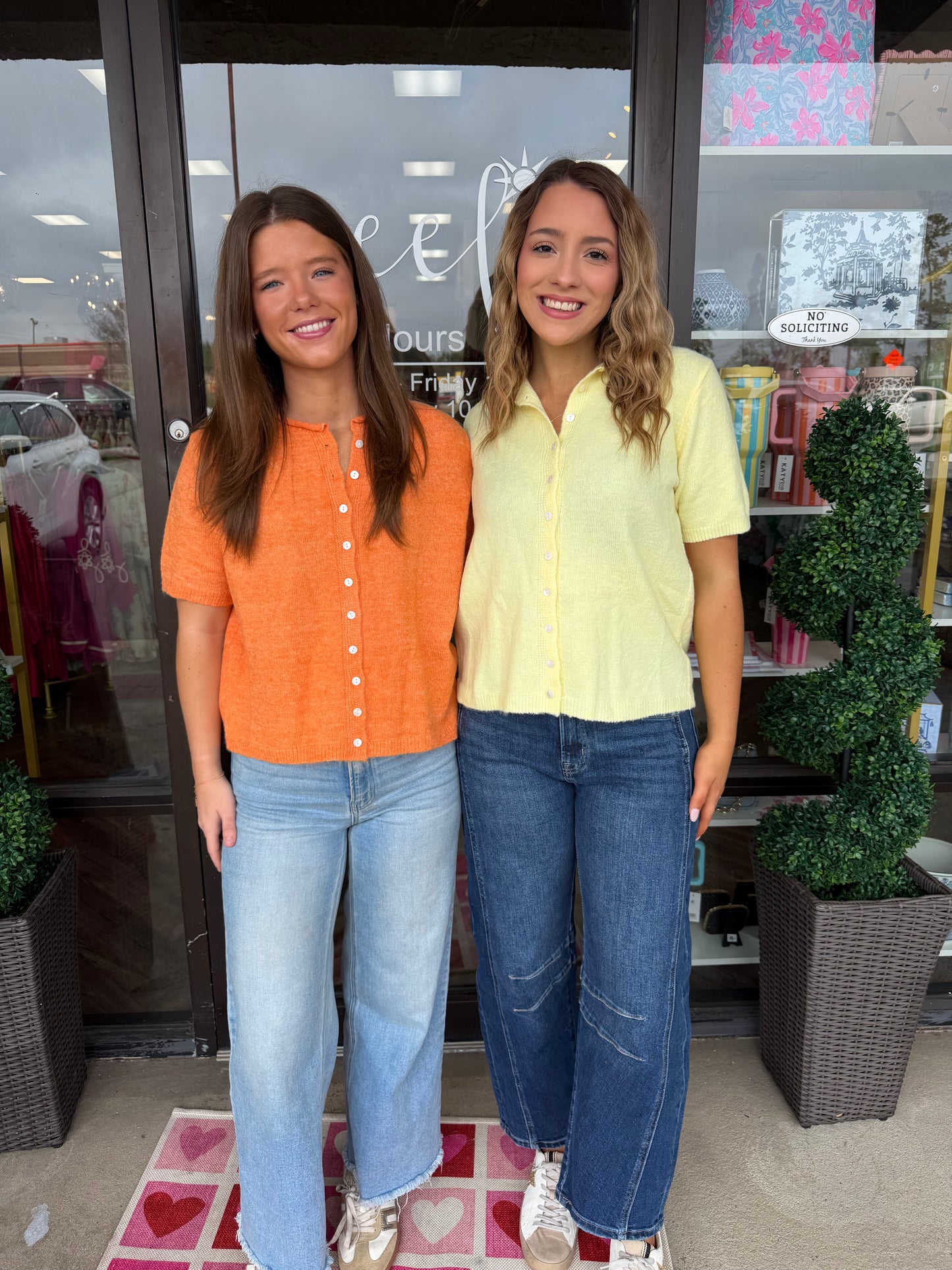 Short Sleeve Cardigan: Tangerine